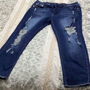 Distressed Blue Jeans